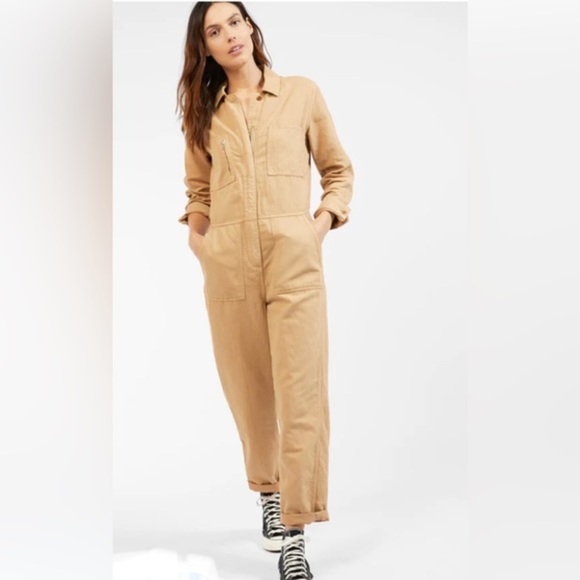 Outerknown sand long sleeve zip front station jumpsuit size XL brand new - Picture 2 of 9